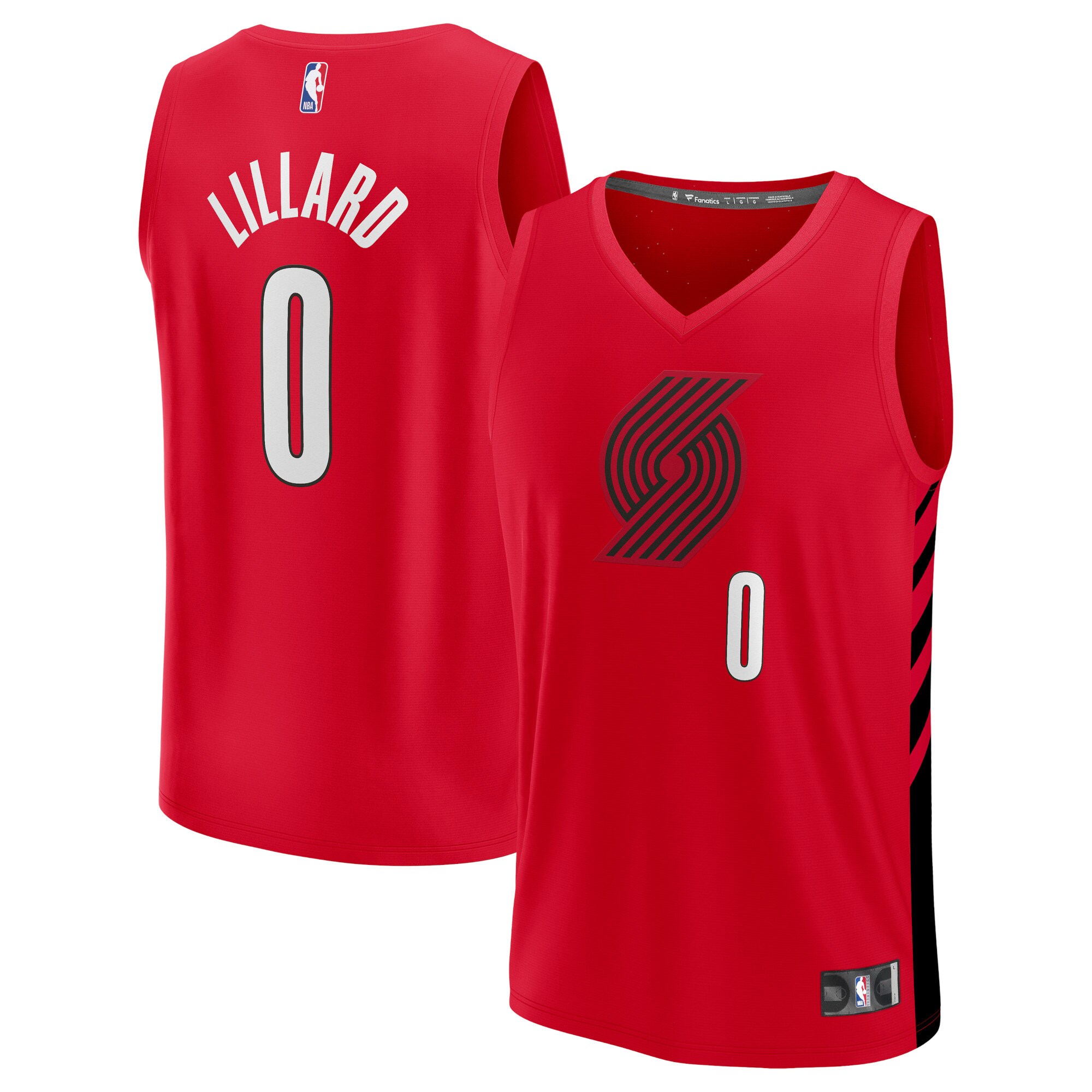 Alternative view of Damian Lillard Portland Trail Blazers Fanatics Branded Fast Break Replica Player Jersey - Statement Edition - Red