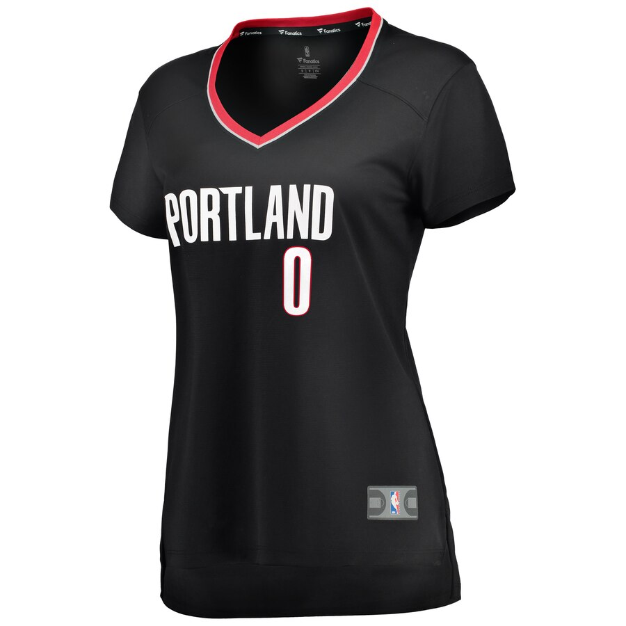 Alternative view of Damian Lillard Portland Trail Blazers Fanatics Branded Women's Fast Break Iconic Edition Jersey - Black
