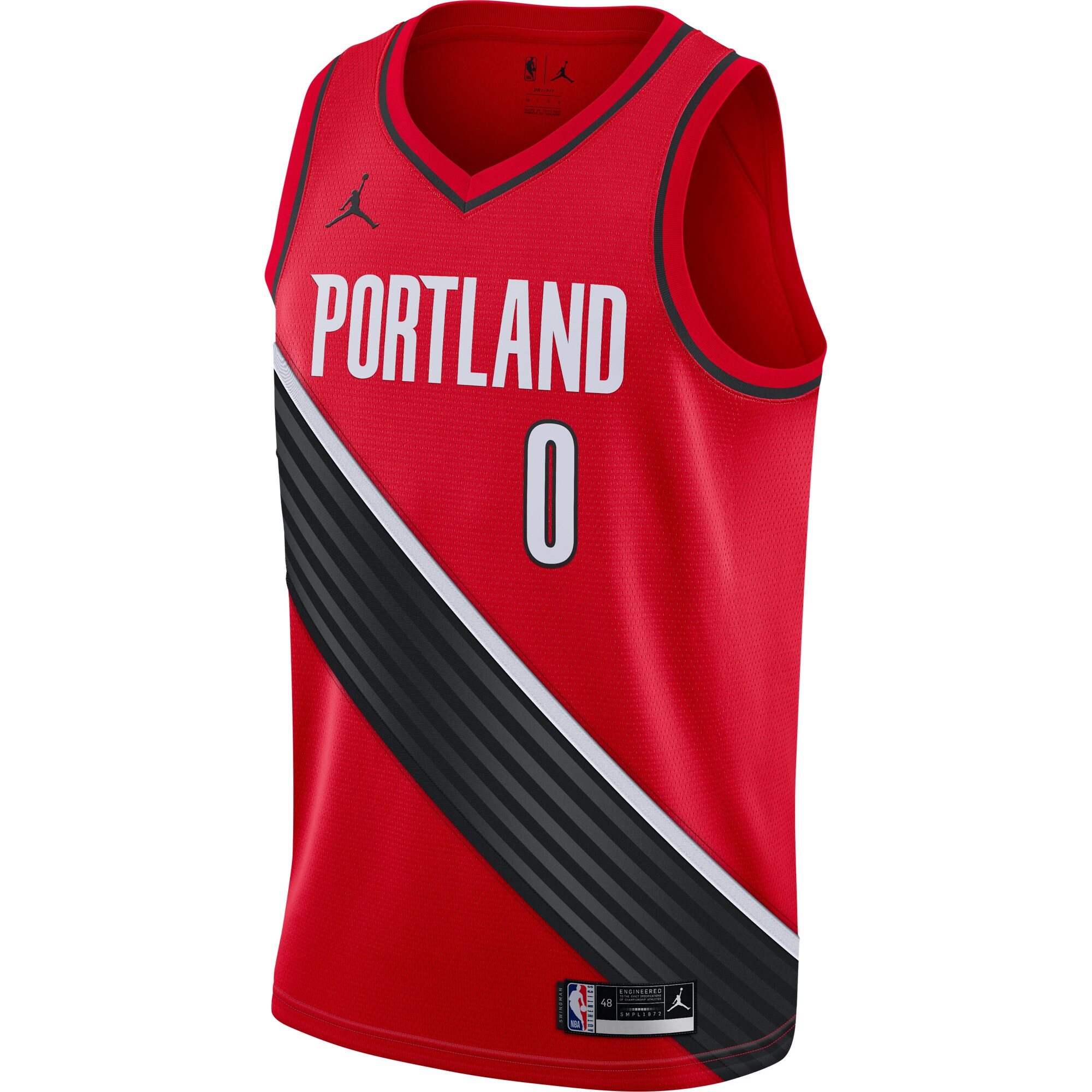 Alternative view of Damian Lillard Portland Trail Blazers Jordan Brand 2020/21 Swingman Jersey – Statement Edition – Red