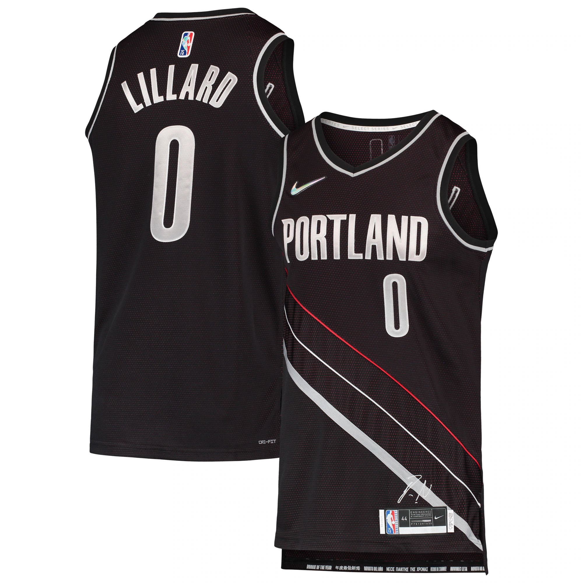Damian Lillard Portland Trail Blazers Select Series Rookie Of The Year Swingman Team Jersey - Black