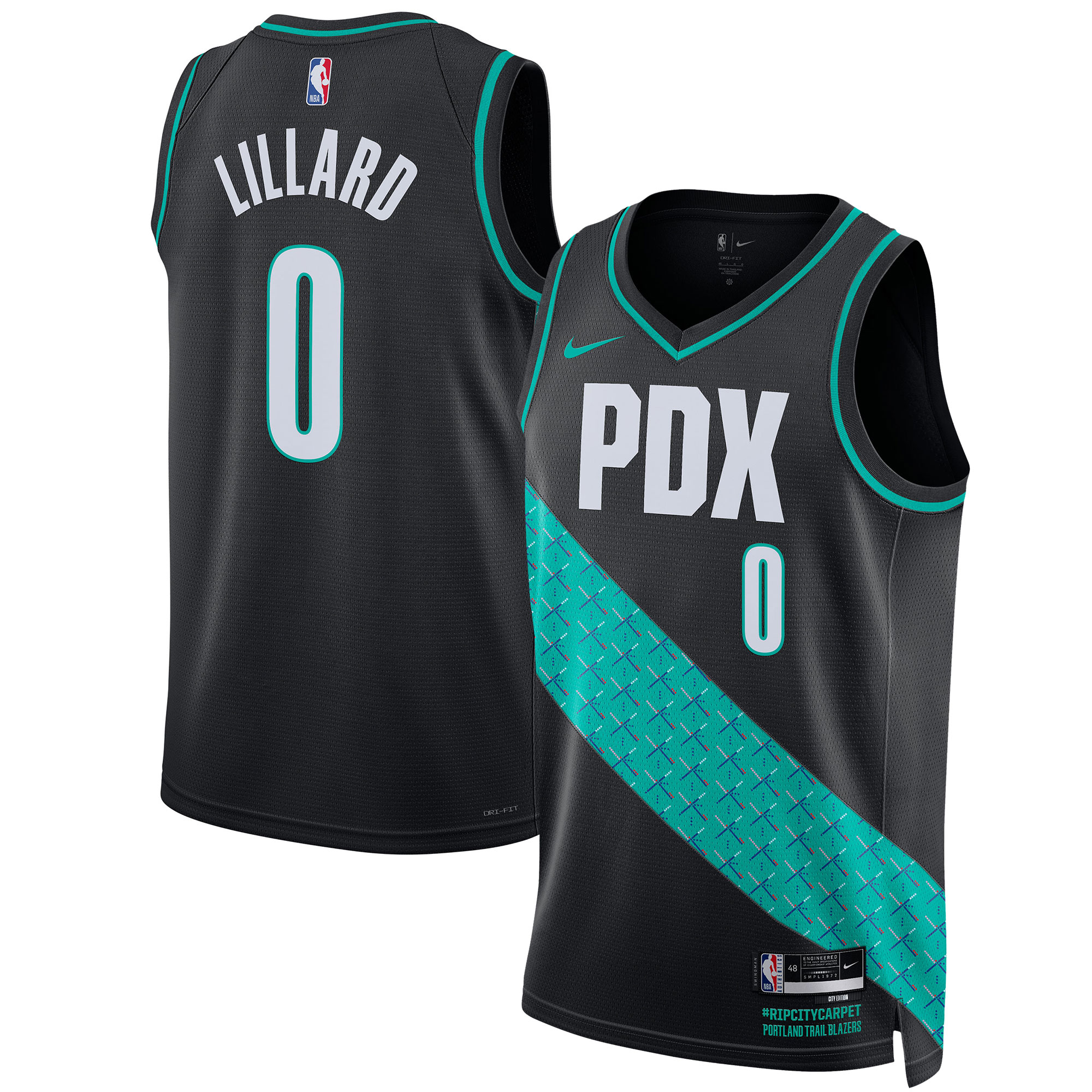 Alternative view of Damian Lillard Portland Trail Blazers Unisex 2022/23 Swingman Jersey - City Edition - Black
