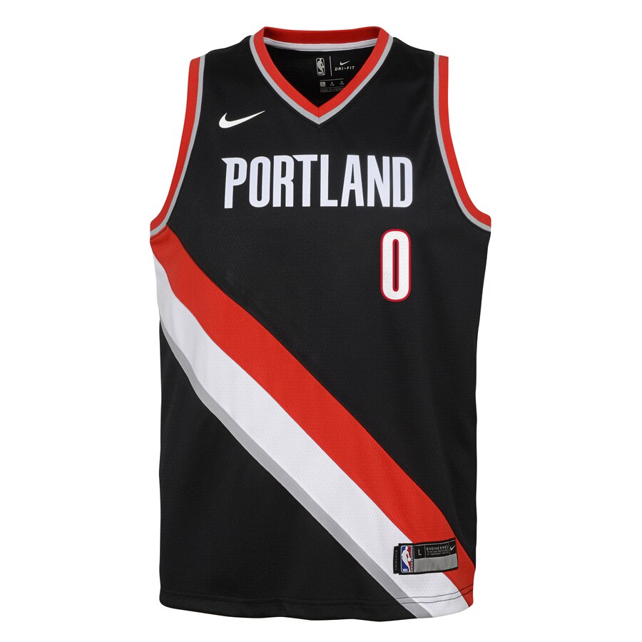 Alternative view of Damian Lillard Portland Trail Blazers Youth Swingman Jersey Black - Icon Edition