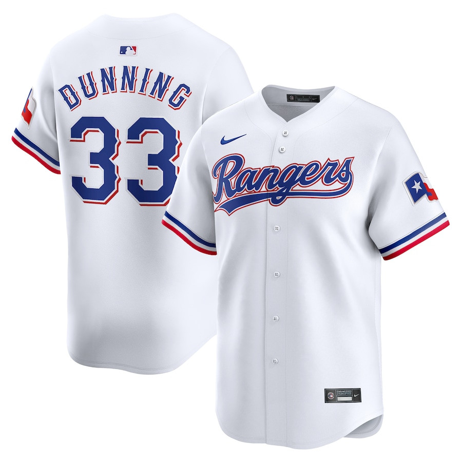 Dane Dunning 33 Texas Rangers Home Limited Player Men Jersey - White - JS988 