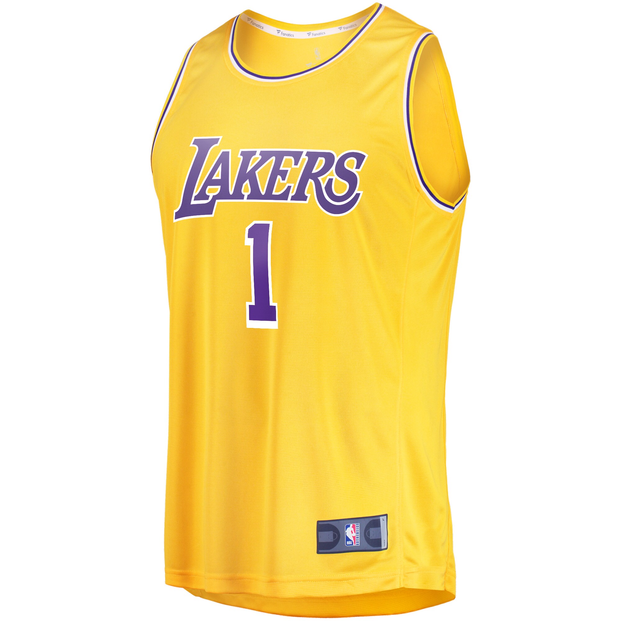 Alternative view of D'angelo Russell Los Angeles Lakers Fanatics Fast Break Player Jersey - Icon Edition - Gold