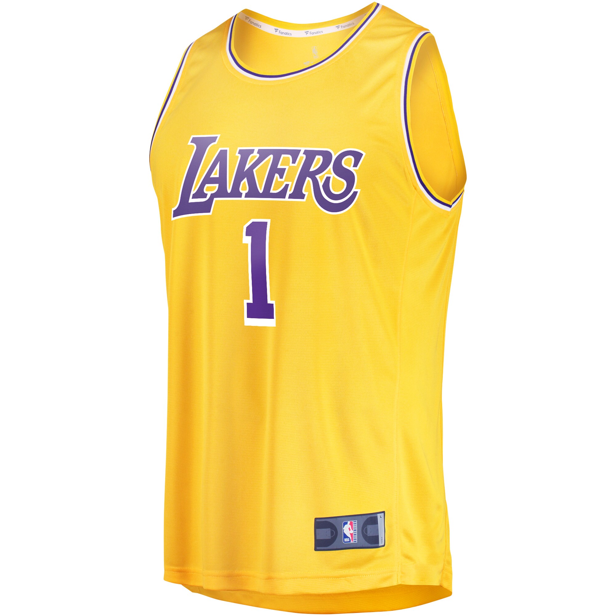 Alternative view of D'angelo Russell Los Angeles Lakers Fanatics Youth Fast Break Player Jersey - Icon Edition - Gold