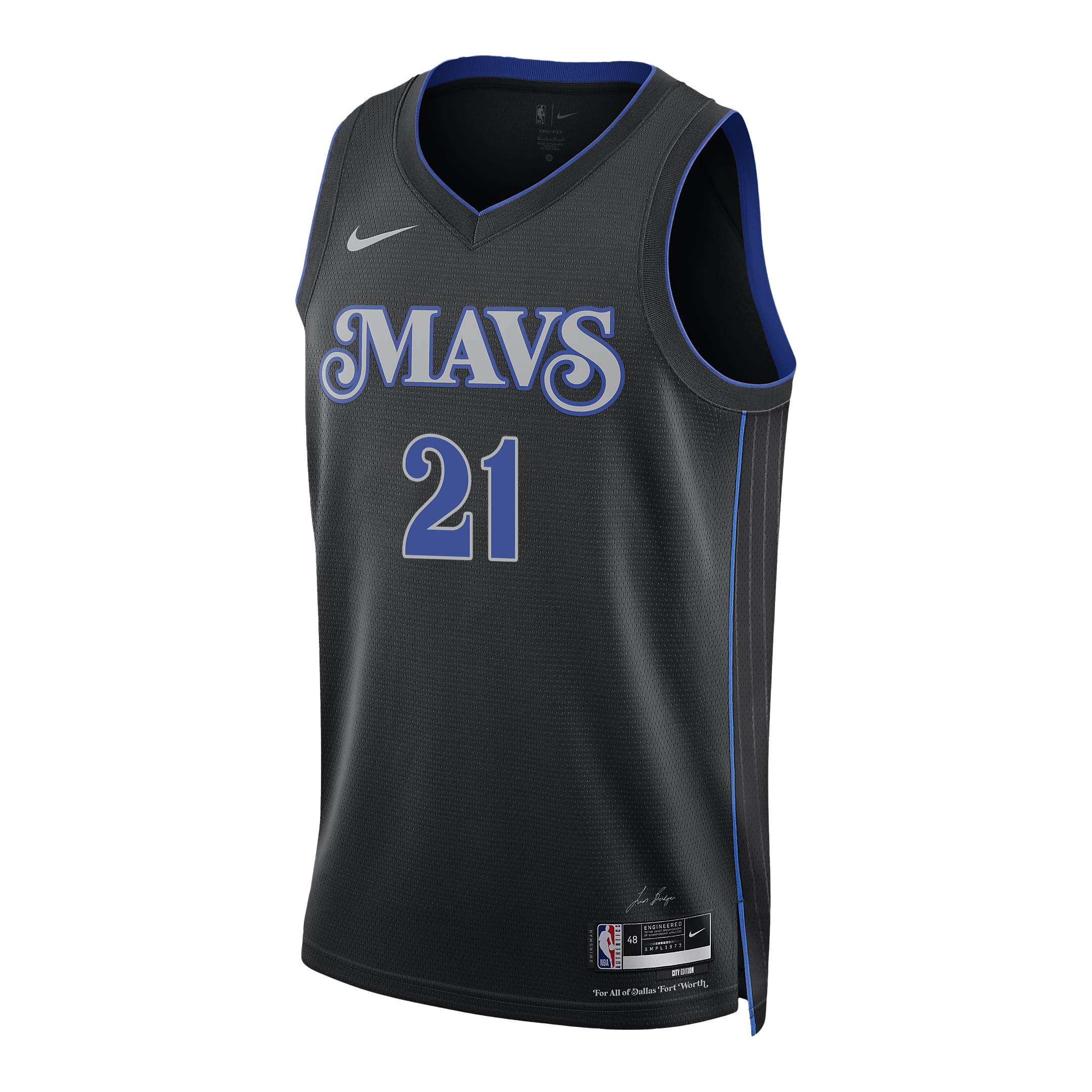 Alternative view of Daniel Gafford 21 Dallas Mavericks 2024 FINALS PATCH Swingman Jersey - City Edition - Black - JS311 