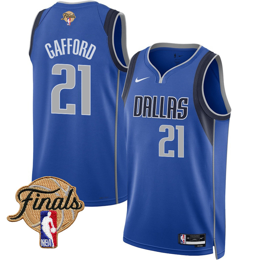 Daniel Gafford 21 Dallas Mavericks 2024 FINALS PATCH Swingman Jersey - Icon Edition - Blue - JS924 