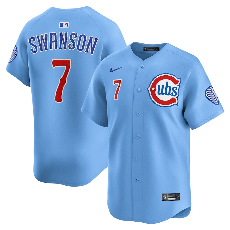 Dansby Swanson 7 Chicago Cubs Limited Alternate 2 Men Jersey - Baby Blue