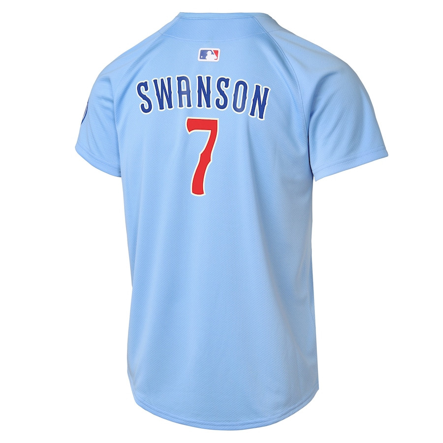 Alternative view of Dansby Swanson 7 Chicago Cubs Limited Alternate 2 YOUTH Jersey - Baby Blue