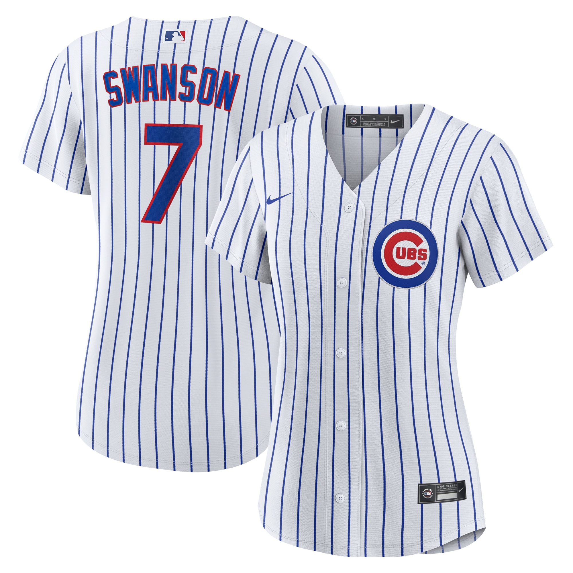 Dansby Swanson Chicago Cubs Women’s Home Replica Player Jersey – White/royal