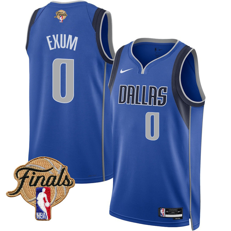 Dante Exum 0 Dallas Mavericks 2024 FINALS PATCH Swingman Jersey - Icon Edition - Blue - JS817 