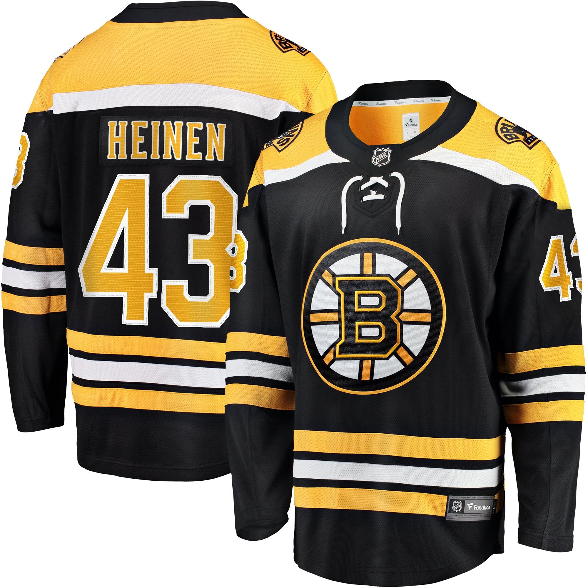 Danton Heinen 43 Boston Bruins Home Breakaway Jersey - Men, Black - JS211 
