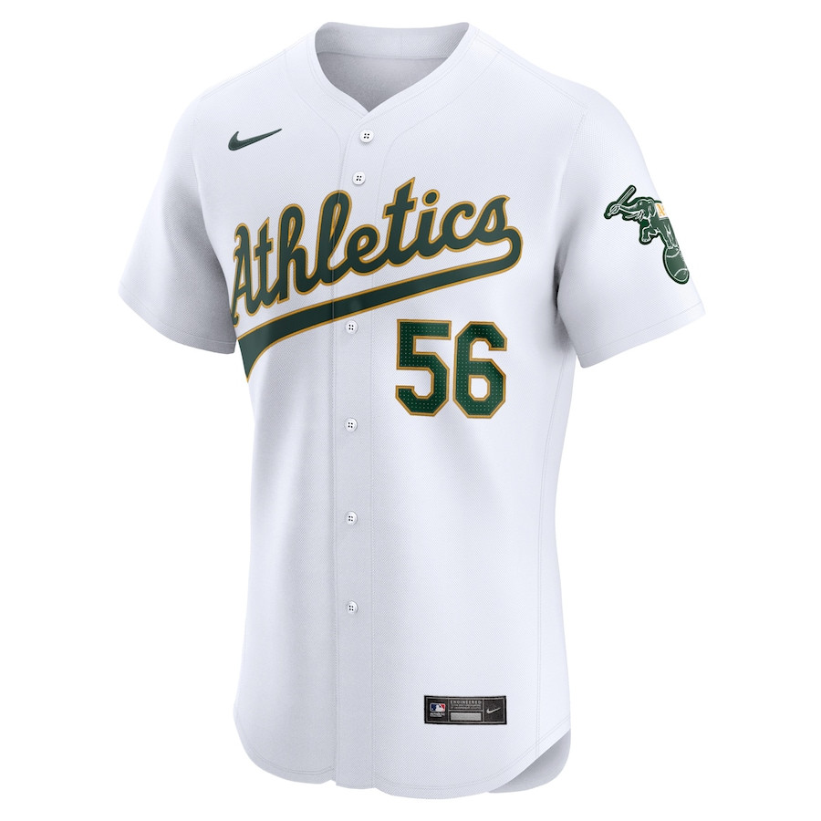 Alternative view of Dany Jimenez 56 Oakland Athletics Home Elite Player Men Jersey - White 