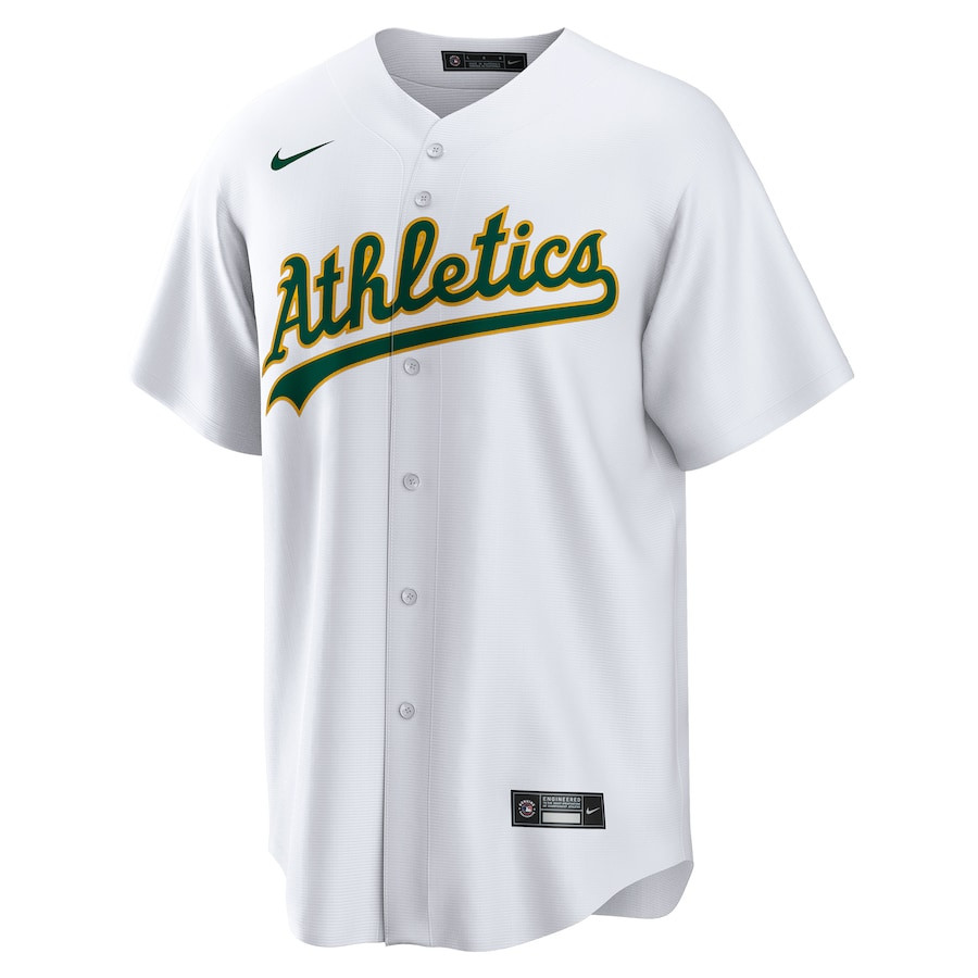 Alternative view of Dany Jiménez 56 Oakland Athletics Home Men Jersey - White 