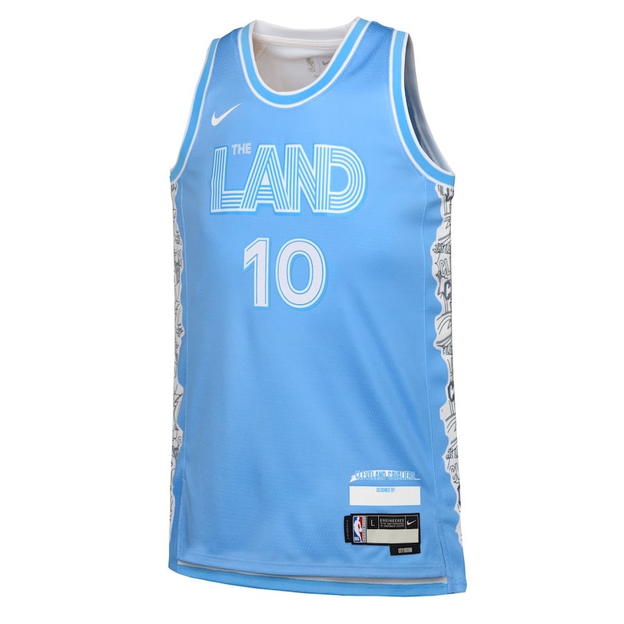 Alternative view of Darius Garland 10 Cleveland Cavaliers 2024/25 Swingman Player YOUTH Jersey - City Edition - Light Blue - JS215