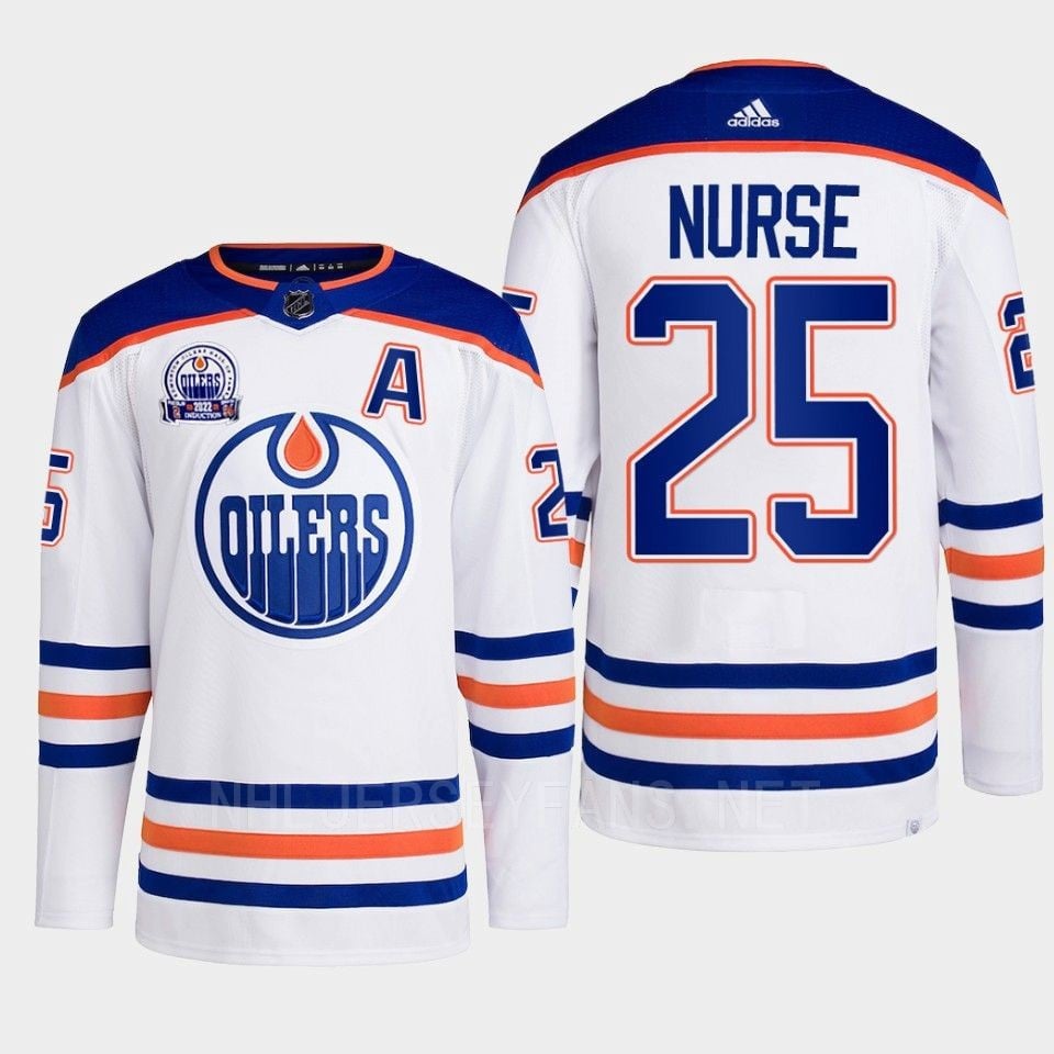 Darnell Nurse 25 Edmonton Oilers White Jersey 2022 Lee Ryan Hall Of Fame Patch Away - JS227 