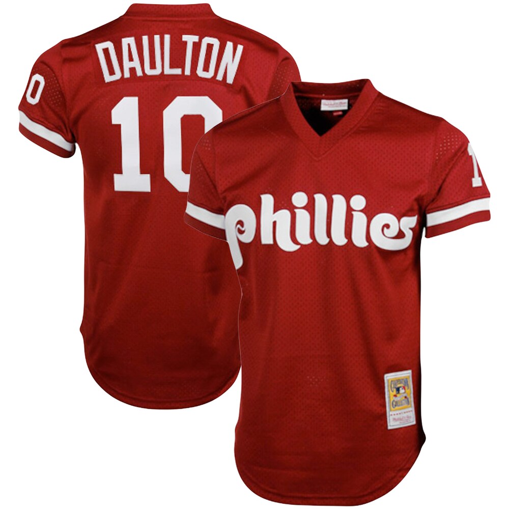 Darren Daulton Philadelphia Phillies Mitchell & Ness Cooperstown Collection Big & Tall Mesh Batting Practice Jersey - Red