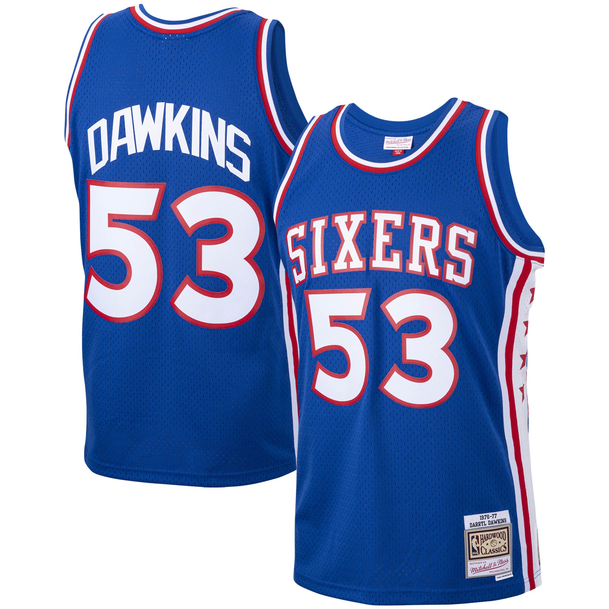 Darryl Dawkins Philadelphia 76ers Mitchell & Ness 1976-77 Hardwood Classics Swingman Player Jersey – Royal – Jsfangear Jersey Store
