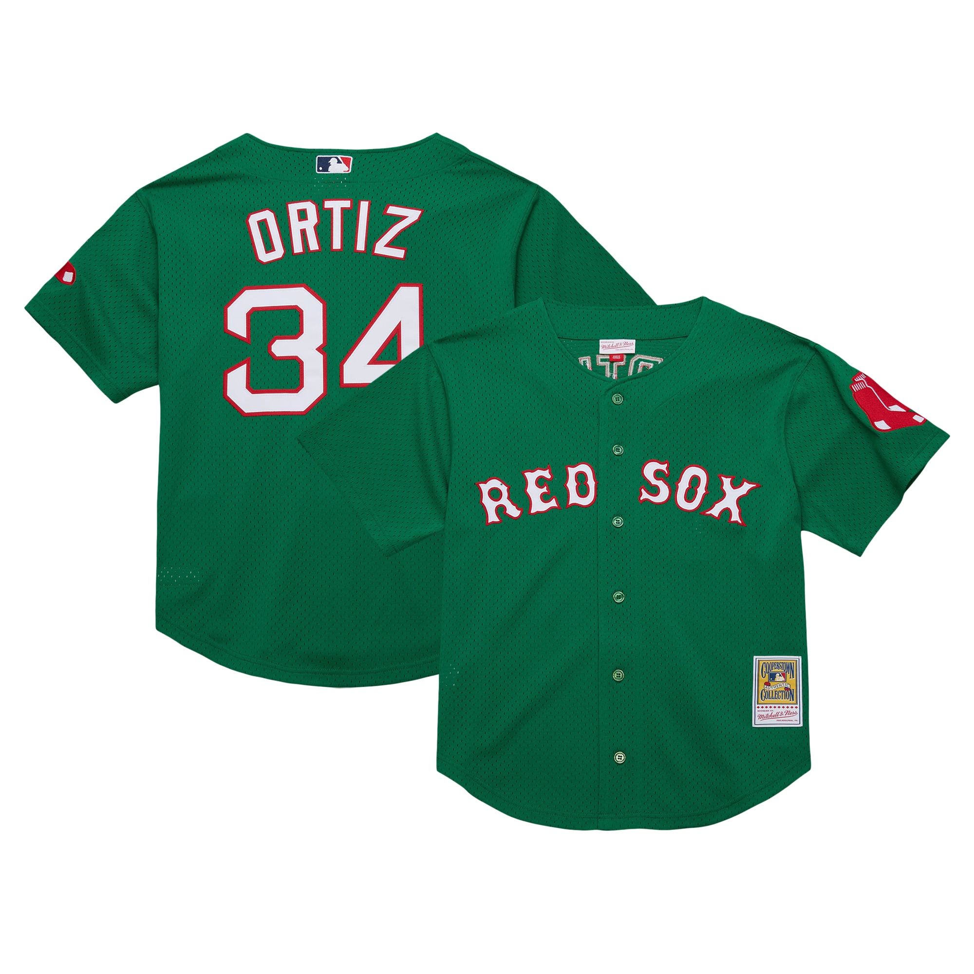 David Ortiz Boston Red Sox Mitchell & Ness Youth Cooperstown CollectionÃƒâ€šÃ‚Â mesh Batting Practice Jersey - Green