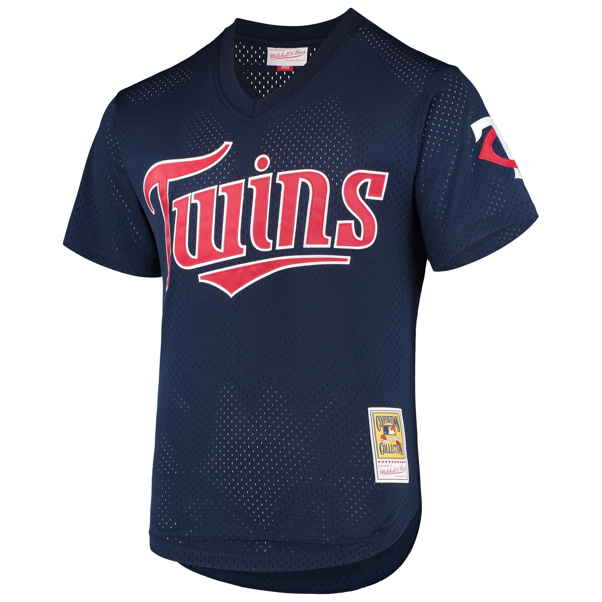 Alternative view of David Ortiz Minnesota Twins Mitchell & Ness 2002 Cooperstown Collection Mesh Batting Practice Jersey - Navy