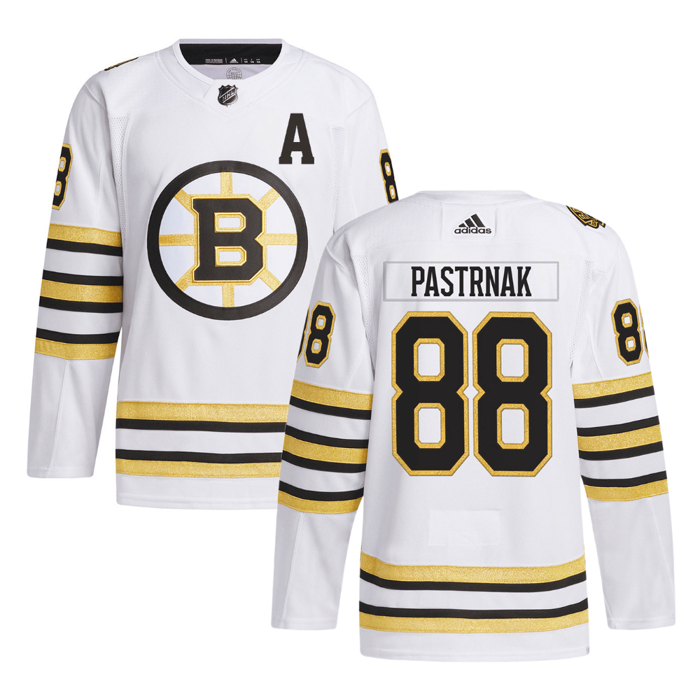 David Pastrňák 88 Boston Bruins 100th Anniversary Primegreen Away Men Jersey - White - JS779 