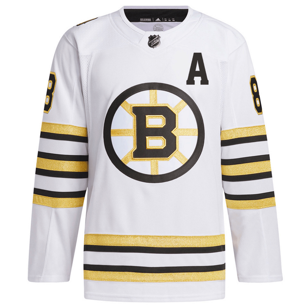 Alternative view of David Pastrňák 88 Boston Bruins 100th Anniversary Primegreen Away Men Jersey - White - JS779 