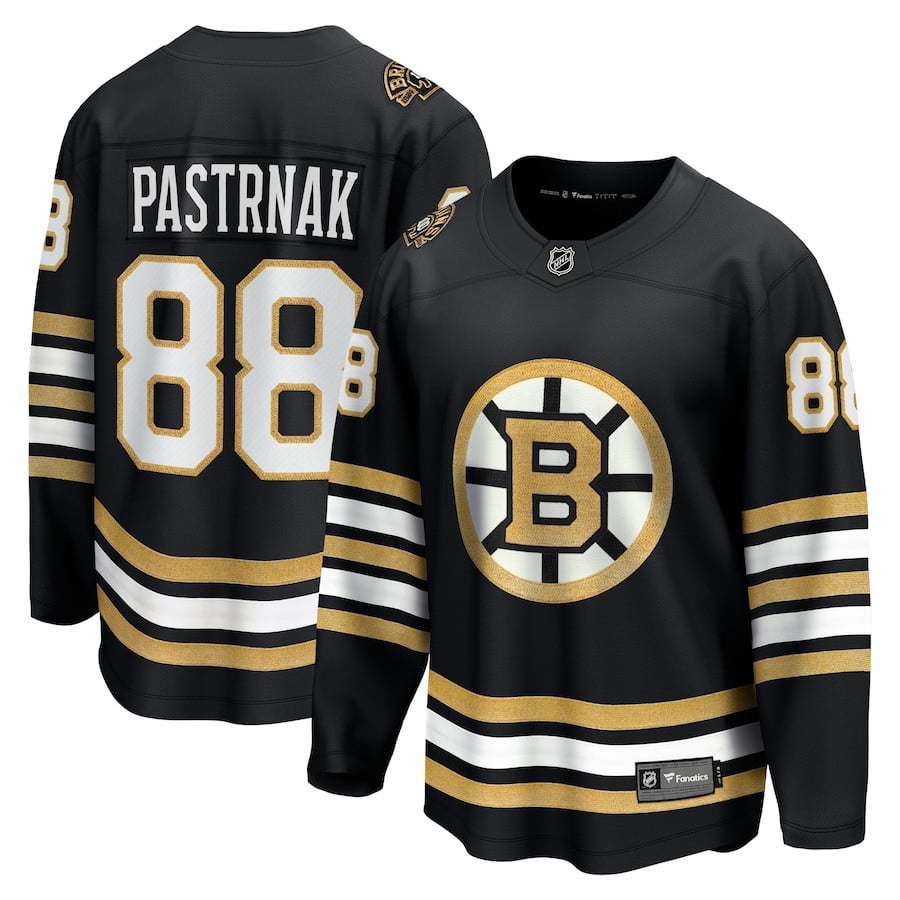 David Pastrnak 88 Boston Bruins 100th Anniversary Breakaway Jersey - Black - JS167 
