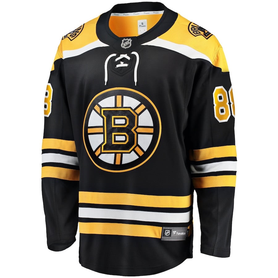Alternative view of David Pastrnak 88 Boston Bruins Home Breakaway Jersey - Black - JS531 