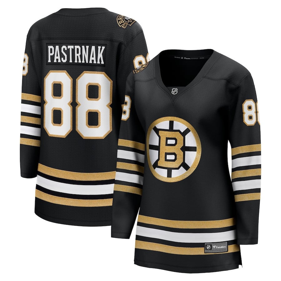 David Pastrnak 88 Boston Bruins Women's 100th Anniversary Breakaway Jersey - Women, Black - JS657 