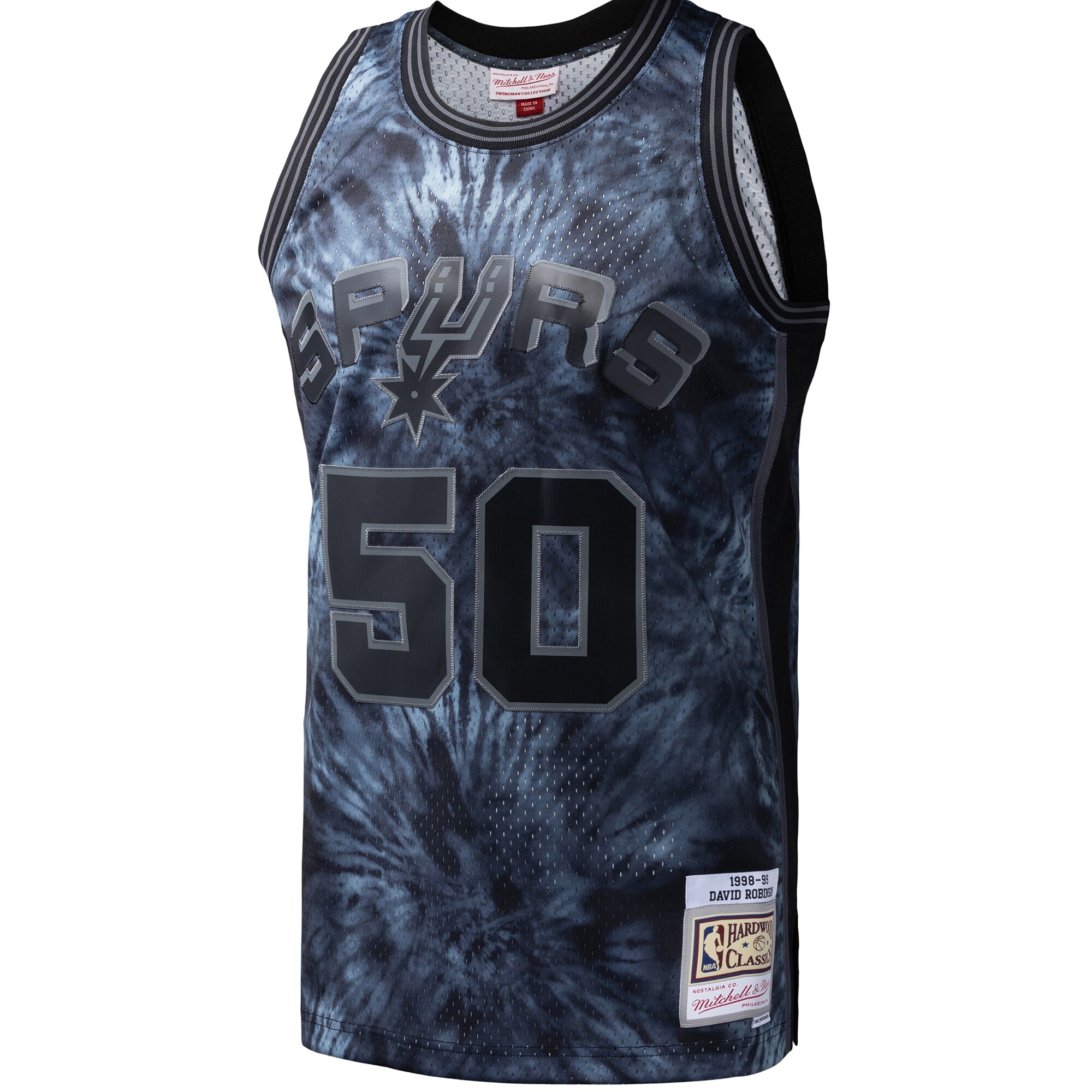 Alternative view of David Robinson San Antonio Spurs Mitchell & Ness Hardwood Classics 1998/99 Tie-dye Swingman Jersey - Black