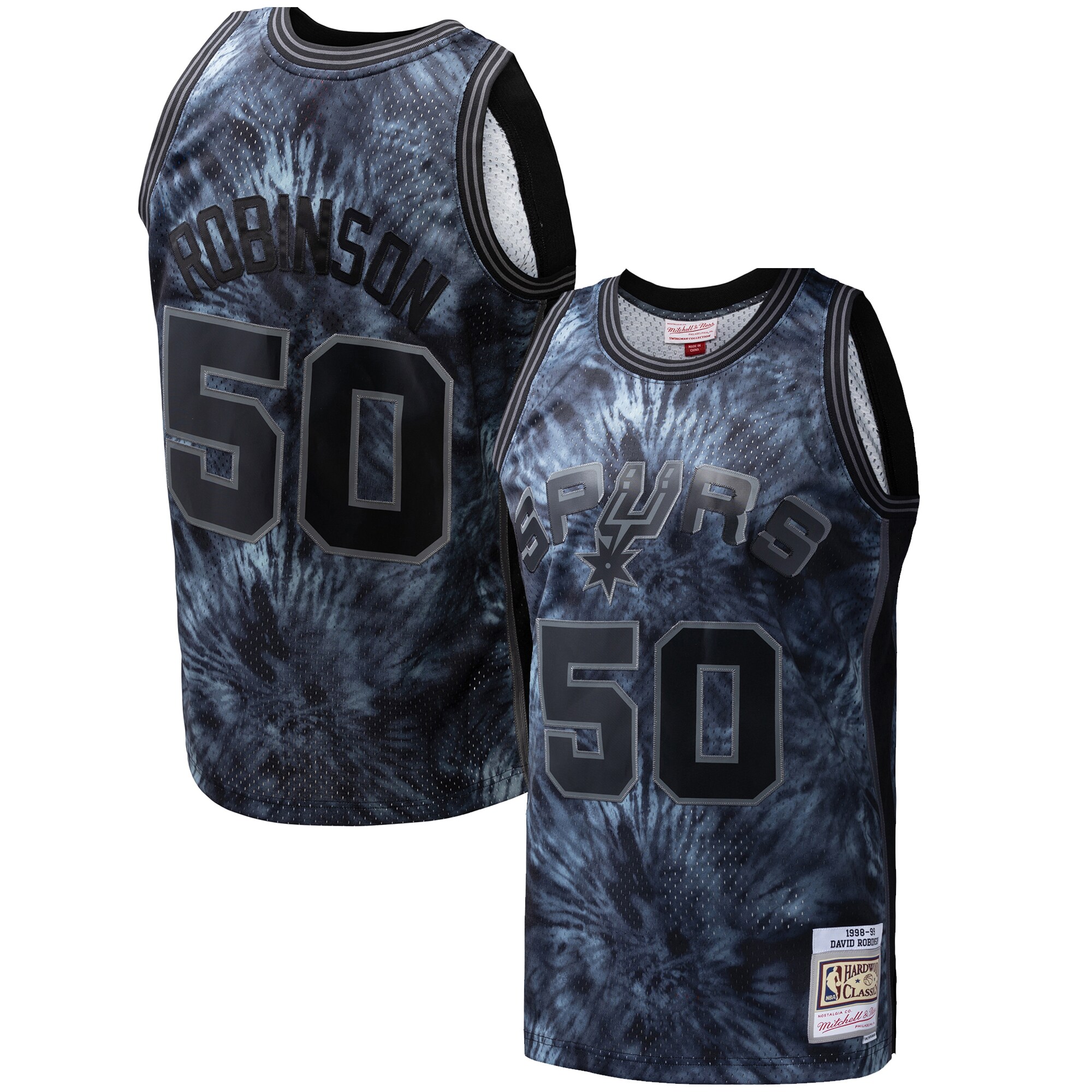 Alternative view of David Robinson San Antonio Spurs Mitchell & Ness Hardwood Classics 1998/99 Tie-dye Swingman Jersey - Black