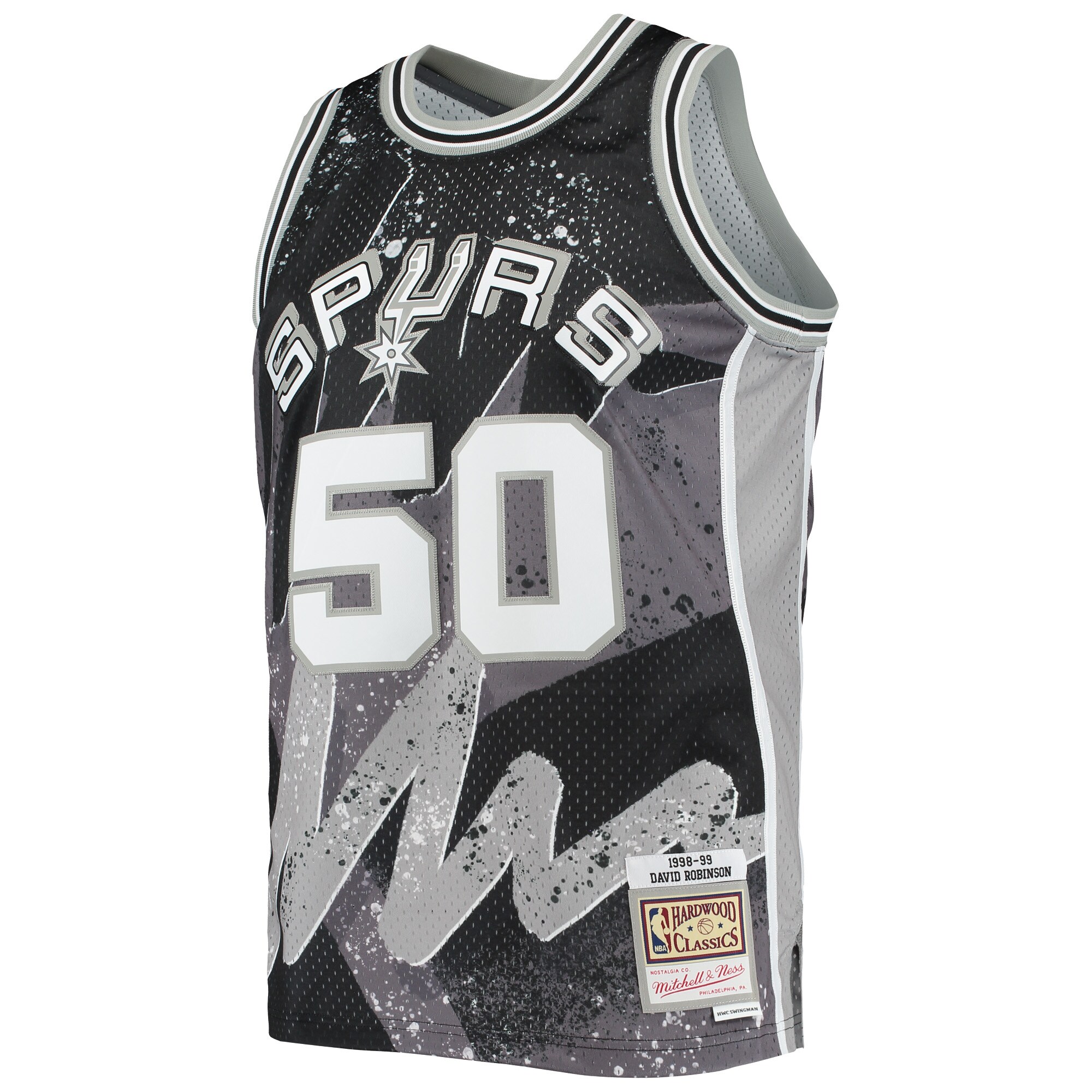 Alternative view of David Robinson San Antonio Spurs Mitchell & Ness Hardwood Classics 1998/99 Hyper Hoops Swingman Jersey - Black