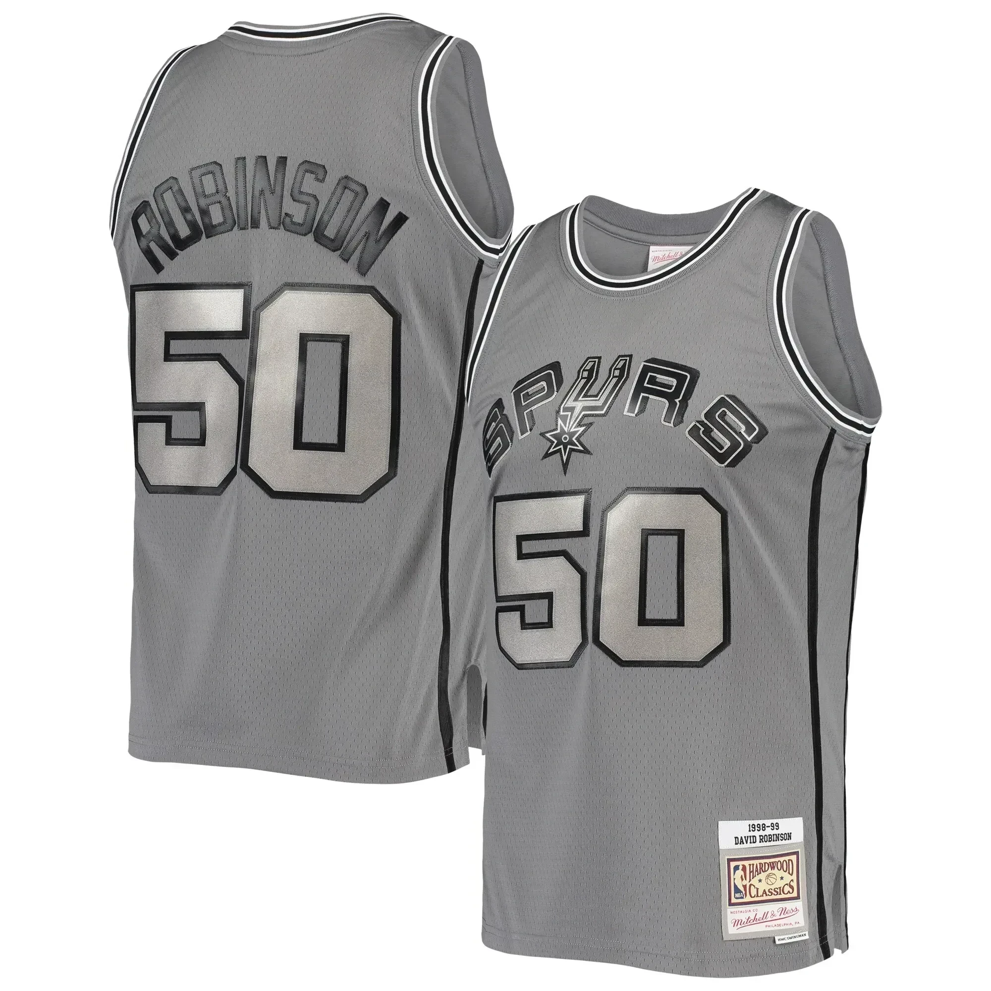 David Robinson San Antonio Spurs Mitchell & Ness Hardwood Classics Retired Player 1998/99 Metal Works Swingman Jersey – Charcoal - JS970 