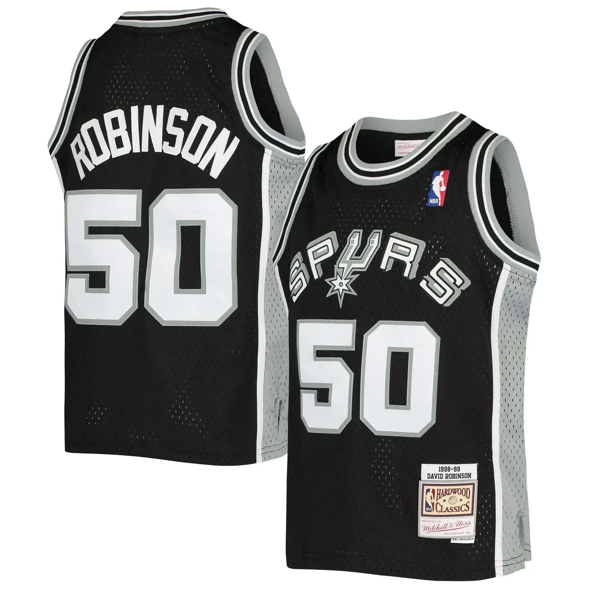 David Robinson San Antonio Spurs Mitchell & Ness Youth 1998-99 Hardwood Classics Swingman Throwback Jersey - Black - JS359 