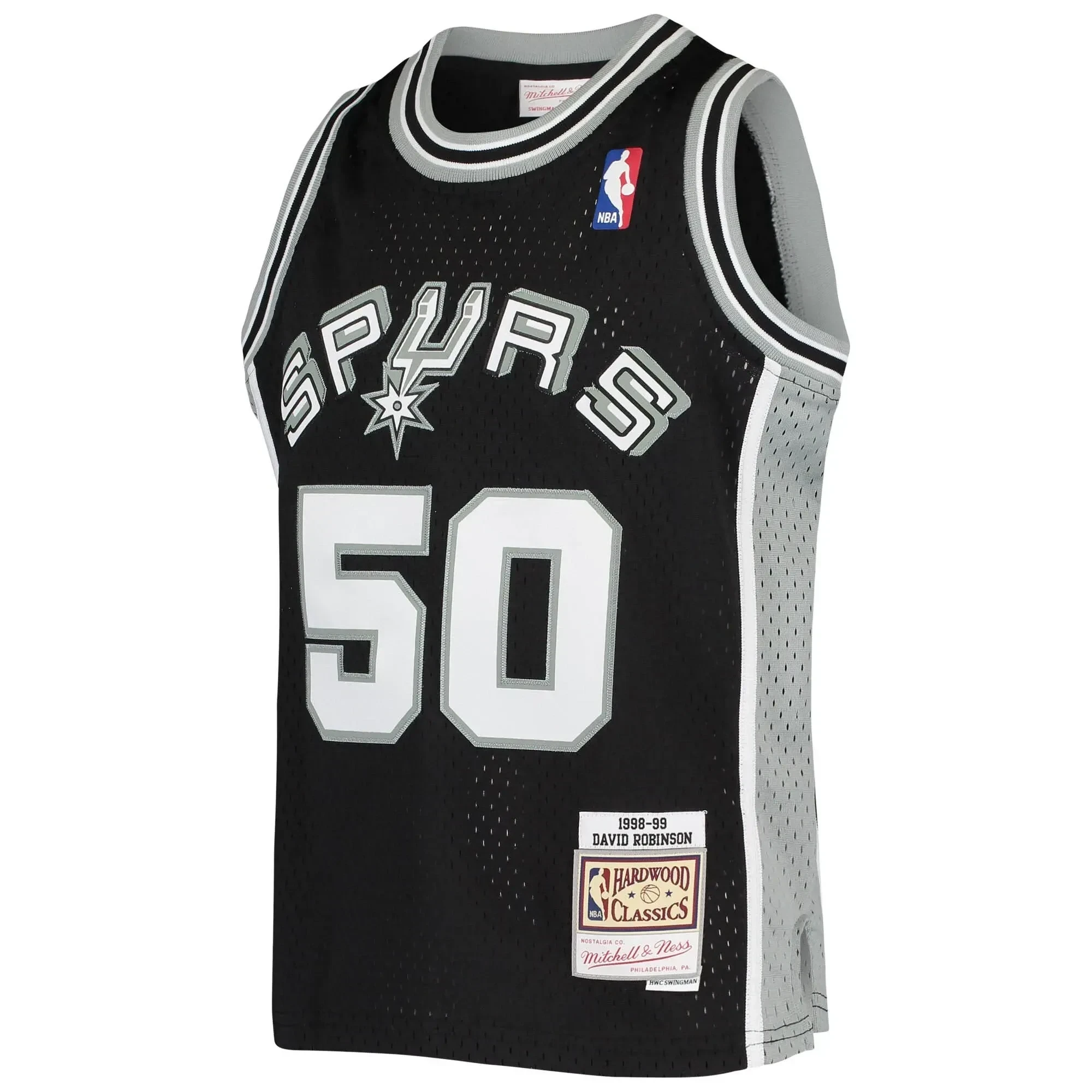 Alternative view of David Robinson San Antonio Spurs Mitchell & Ness Youth 1998-99 Hardwood Classics Swingman Throwback Jersey - Black - JS359 