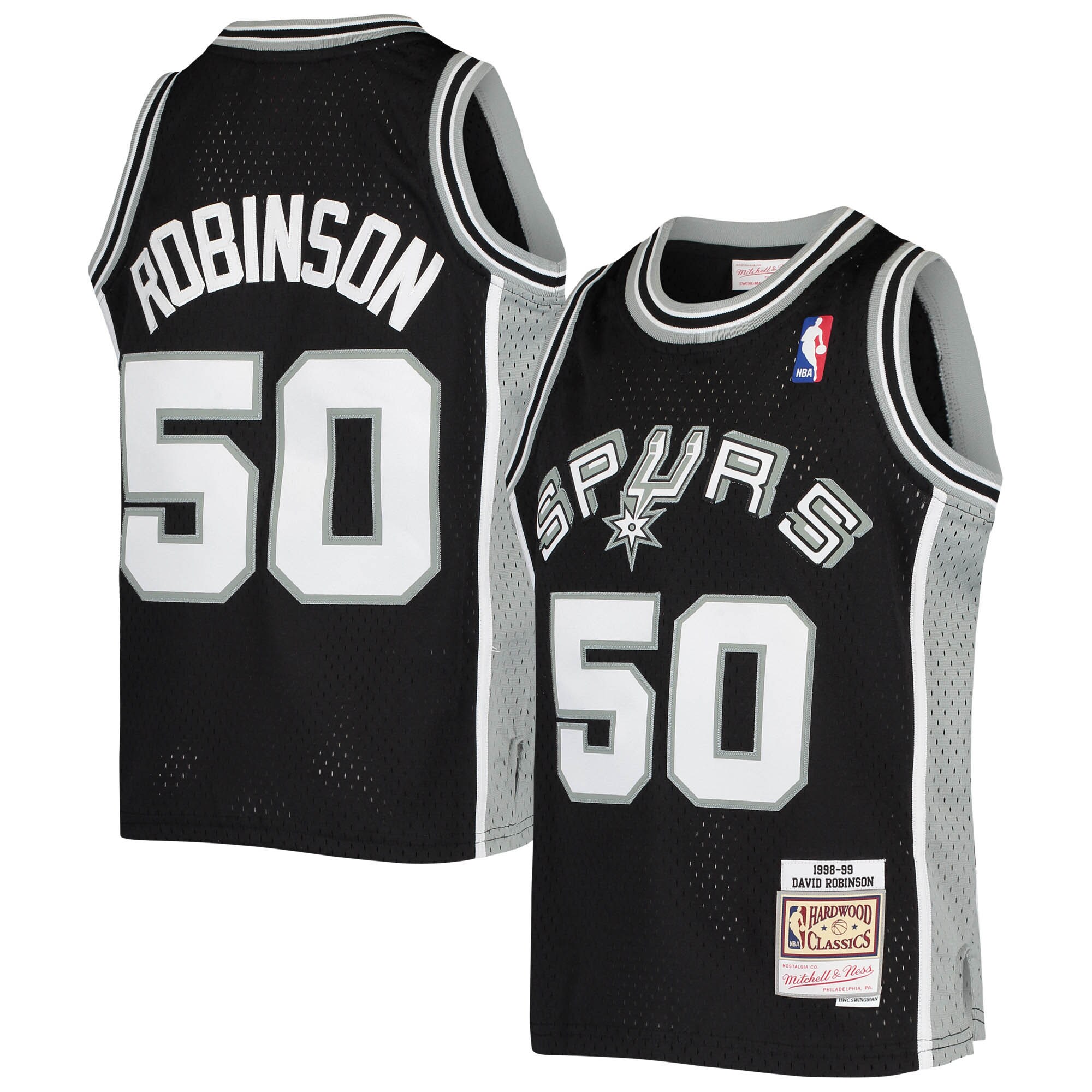 Alternative view of David Robinson San Antonio Spurs Mitchell & Ness Youth 1998-99 Hardwood Classics Swingman Throwback Jersey - Black