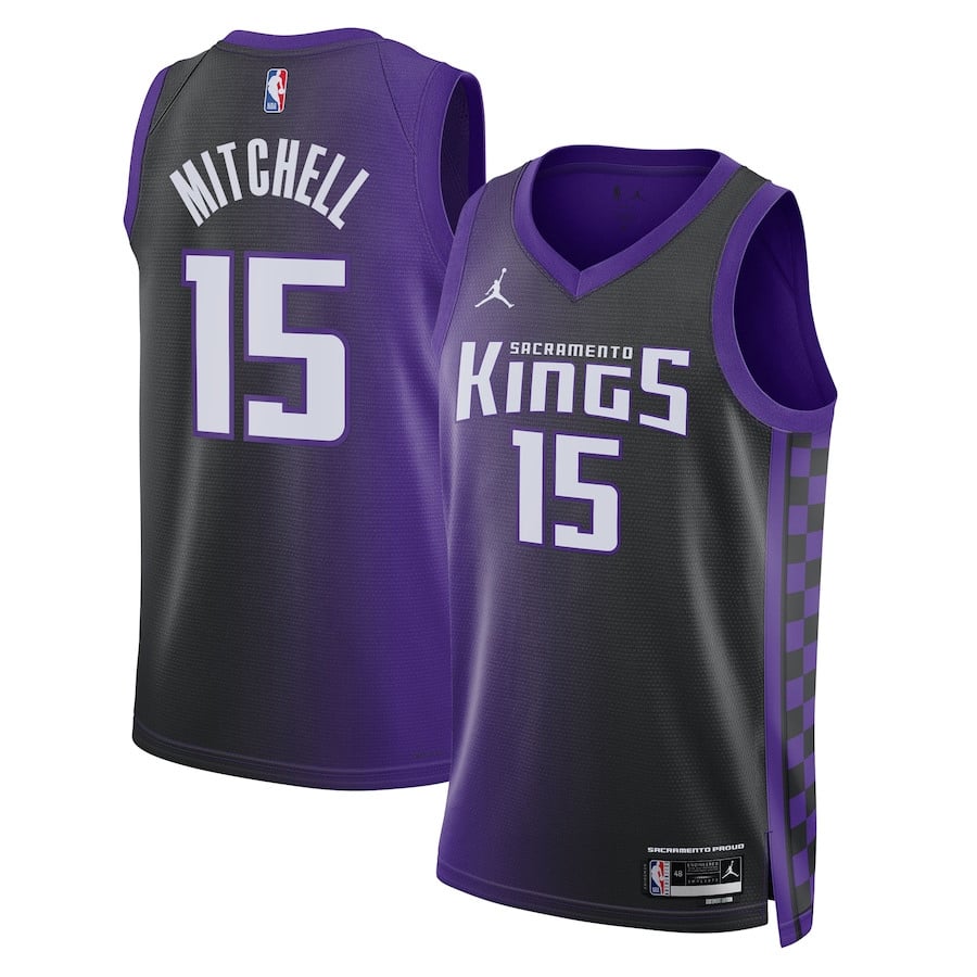 Davion Mitchell 15 Sacramento Kings Unisex Swingman Jersey - Statement Edition - Purple/Black - JS498 