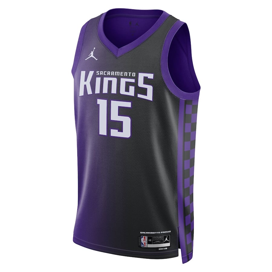 Alternative view of Davion Mitchell 15 Sacramento Kings Unisex Swingman Jersey - Statement Edition - Purple/Black - JS498 