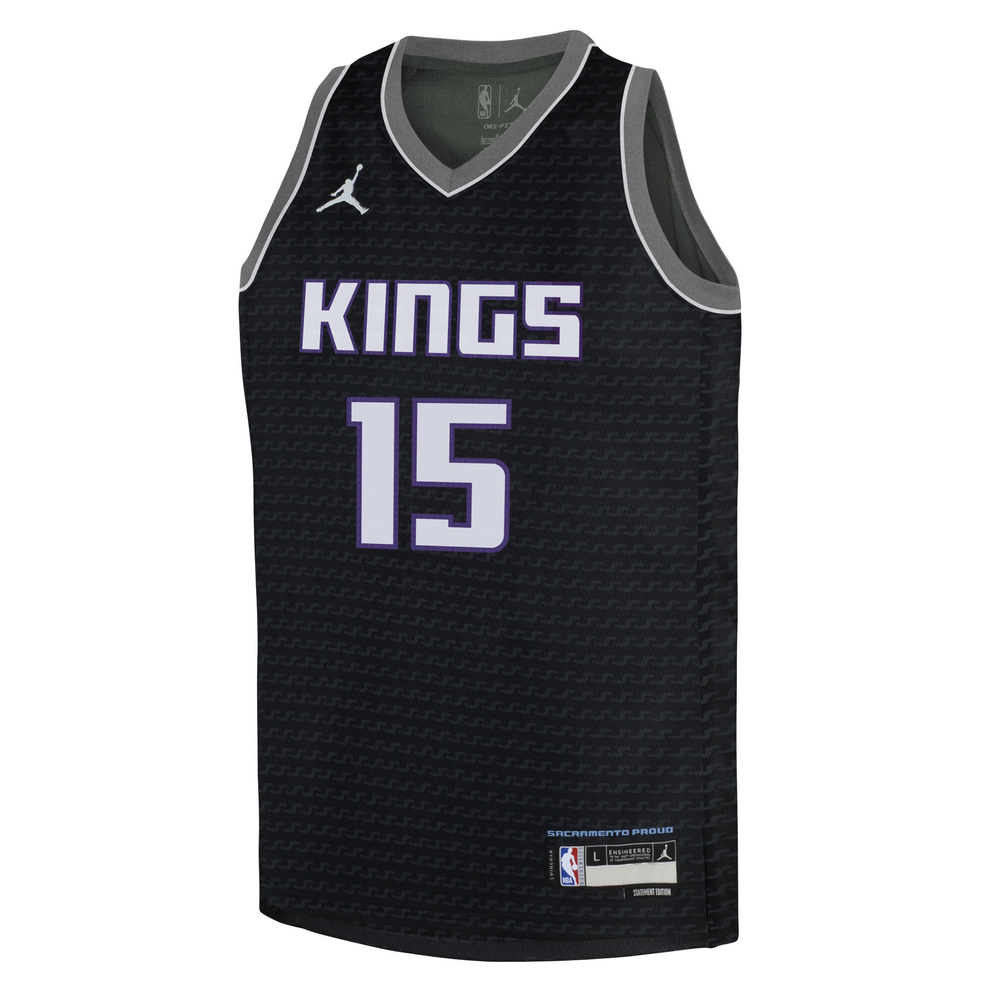 Alternative view of Davion Mitchell Sacramento Kings Jordan Brand Youth Swingman Jersey – Statement Edition – Black