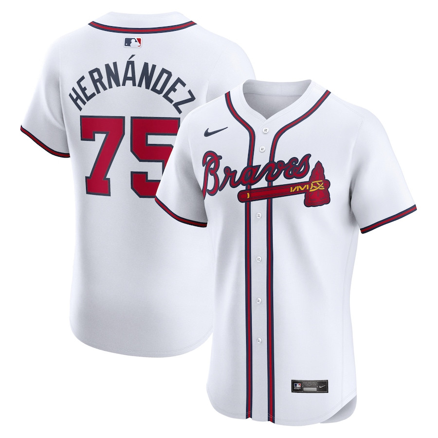Daysbel Hernandez 75 Atlanta Braves Home Elite Player Men Jersey - White - JS747