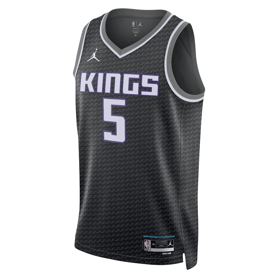 Alternative view of De'Aaron Fox 5 Sacramento Kings Statement Edition Swingman Jersey - Black - JS761 