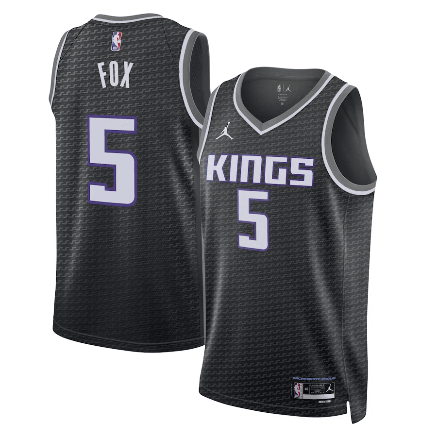 De'Aaron Fox 5 Sacramento Kings Statement Edition Swingman Jersey - Black - JS761 