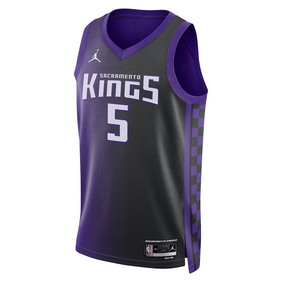 Alternative view of De'Aaron Fox 5 Sacramento Kings Unisex Swingman Jersey - Statement Edition - Purple/Black - JS514 