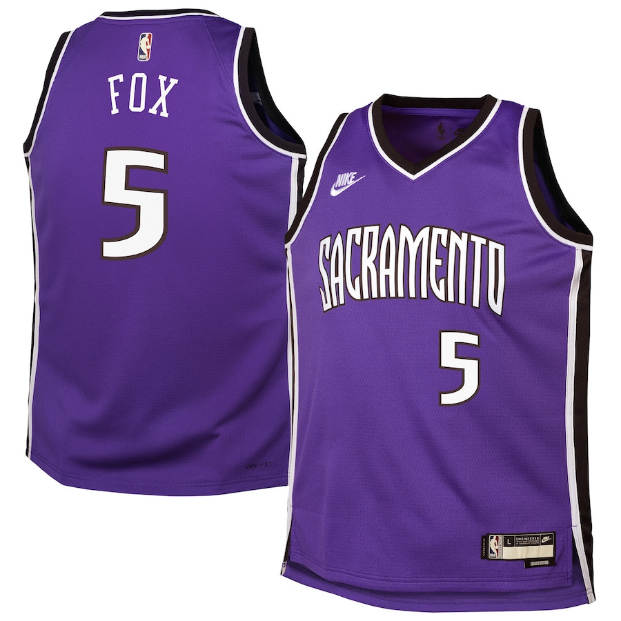 De'Aaron Fox 5 Sacramento Kings Youth 2024/25 Swingman Jersey - Purple - Classic Edition - JS990 