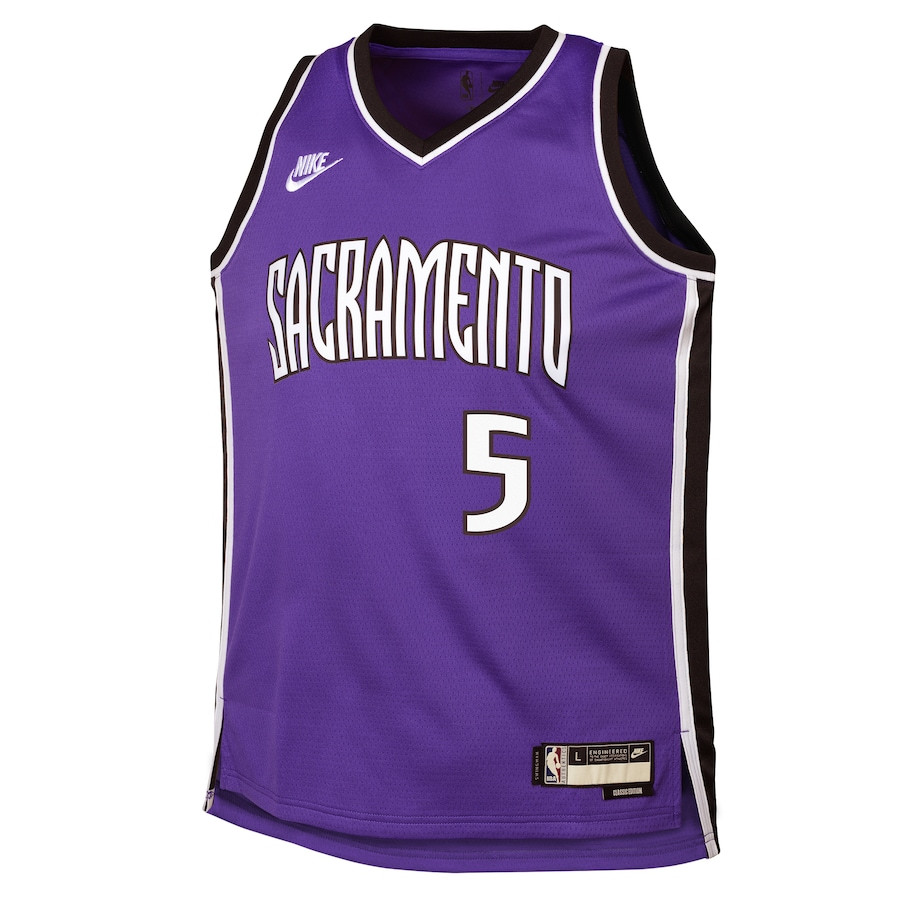 Alternative view of De'Aaron Fox 5 Sacramento Kings Youth 2024/25 Swingman Jersey - Purple - Classic Edition - JS990 