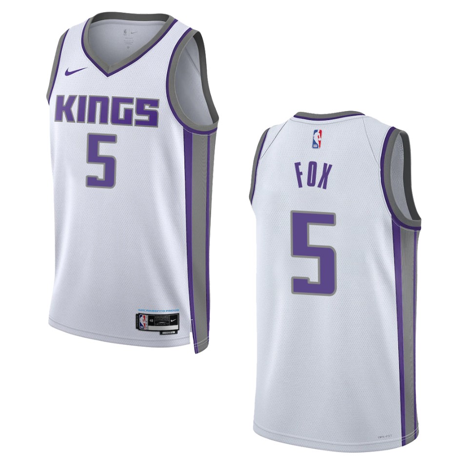 De'aaron Fox Association Edition Sacramento Kings 2022-23 White Swingman Jersey