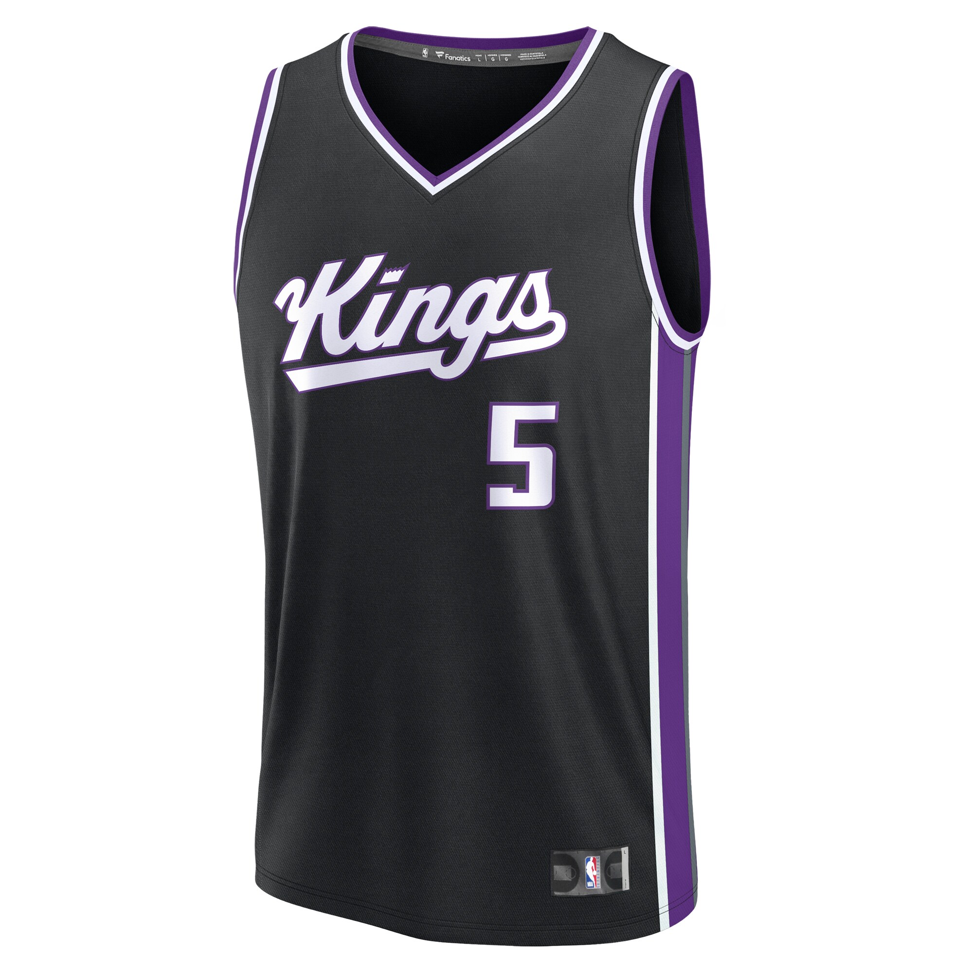Alternative view of De'aaron Fox Sacramento Kings Fanatics Fast Break Replica Player Jersey - Icon Edition - Black