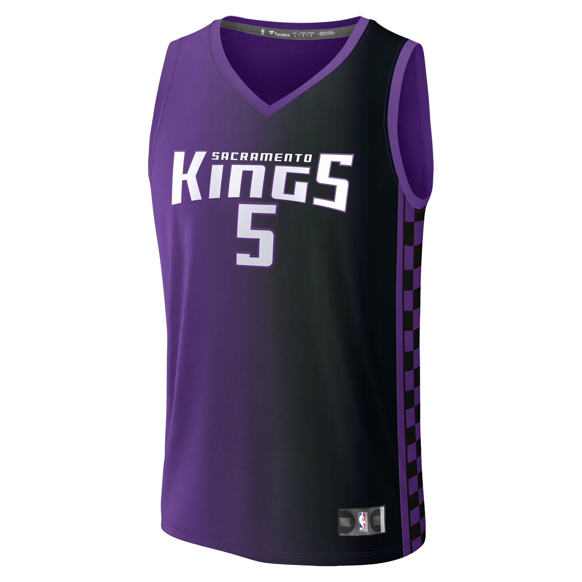 Alternative view of De'aaron Fox Sacramento Kings Fanatics Fast Break Replica Player Jersey - Statement Edition - Purple