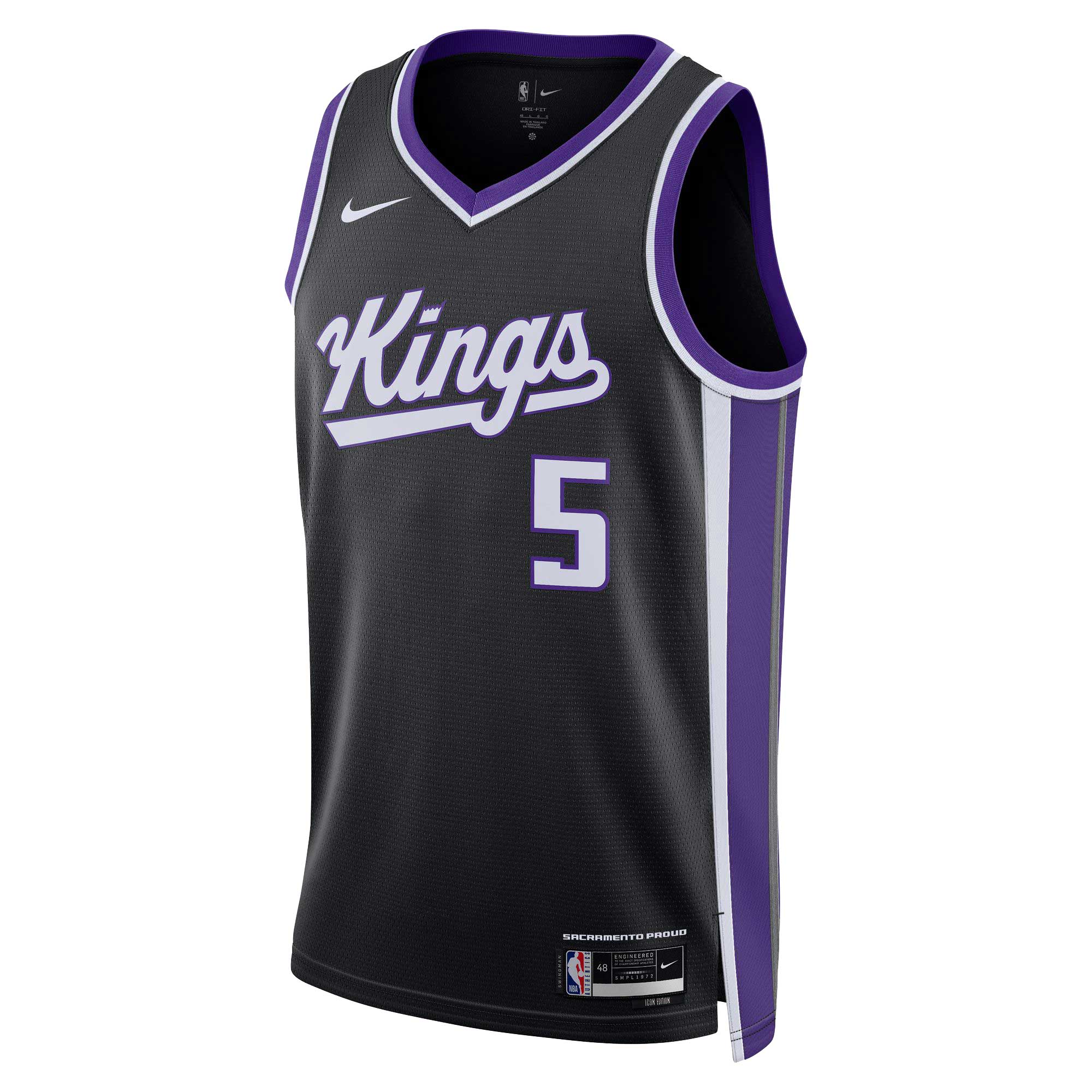Alternative view of De'aaron Fox Sacramento Kings Unisex Swingman Jersey - Icon Edition - Black