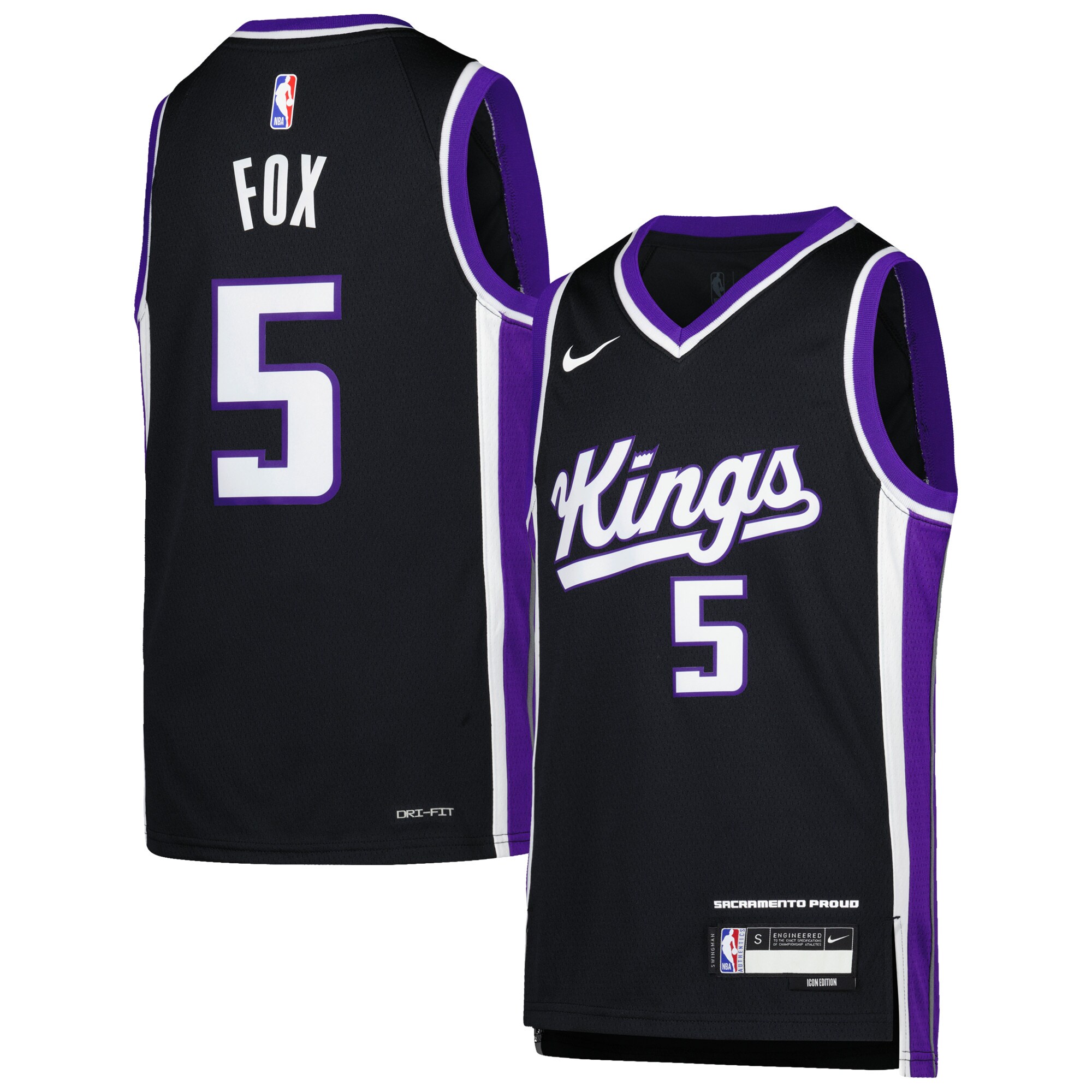 De'aaron Fox Sacramento Kings Youth Swingman Jersey - Icon Edition - Purple
